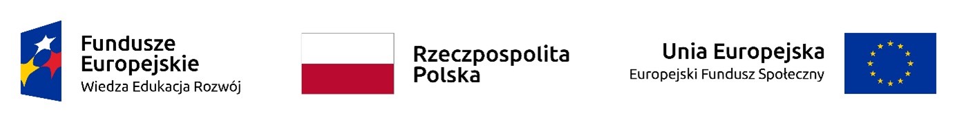 Logo Funduszy Europejskich Weidza, Edukacja Rozwój oraz flagi Rzeczpospolitej Polskiej i Unii Europejskiej