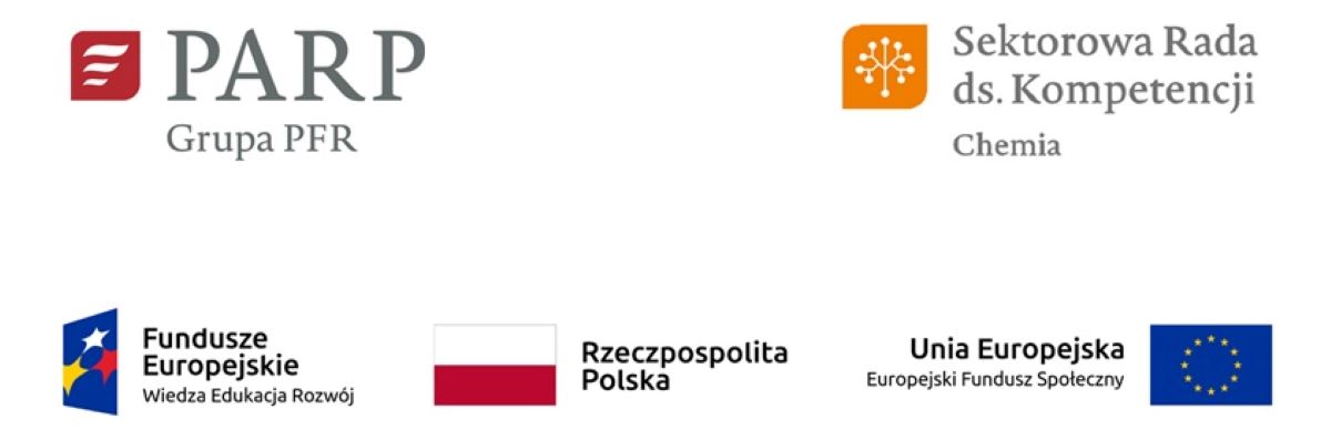 logotypy Polska Agencja Rozwoju Przedsiębiorczości, Sektorowa Rada ds. Kompetencji Chemia, Fundusze Europejskie
