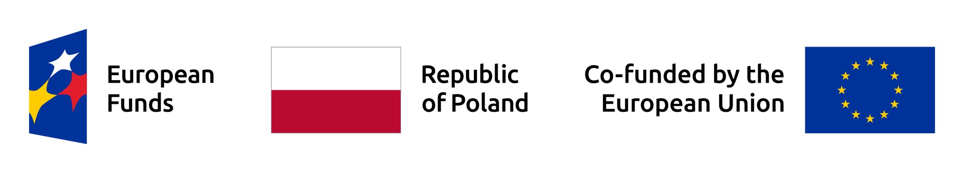 logotype of the european funds, the polish flag and the european union log